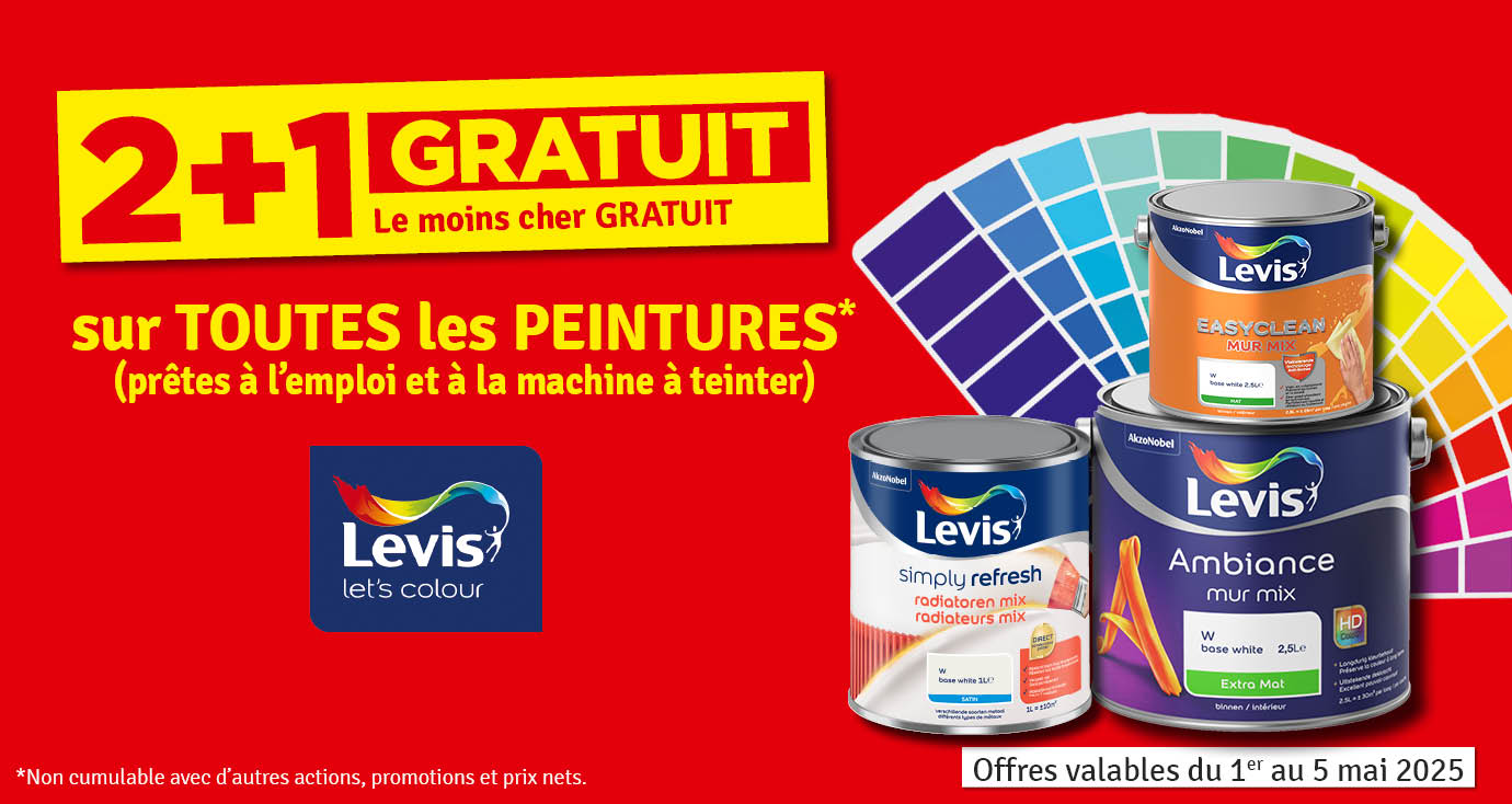 2 + 1 gratuit sur toutes les peintures LEVIS